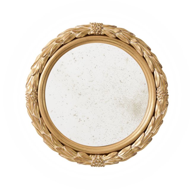 Round mirror frame with laurel leaves